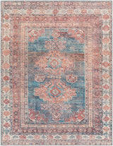 Baltinglass Rust & Blue Washable Runner Rug - Clearance