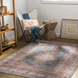 Baltinglass Rust & Blue Washable Runner Rug - Clearance