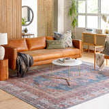 Baltinglass Rust & Blue Washable Runner Rug - Clearance
