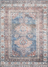Baltinglass Rust & Blue Washable Runner Rug - Clearance