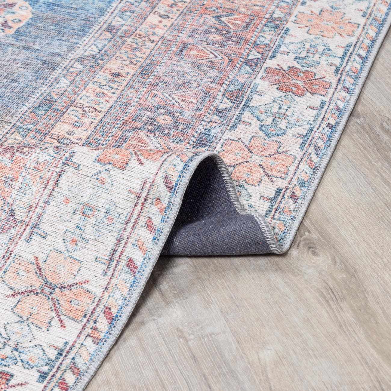 Baltinglass Rust & Blue Washable Runner Rug - Clearance