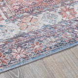 Baltinglass Rust & Blue Washable Runner Rug - Clearance