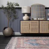 Baltinglass Rust & Blue Washable Runner Rug - Clearance