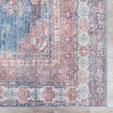 Baltinglass Rust & Blue Washable Runner Rug - Clearance