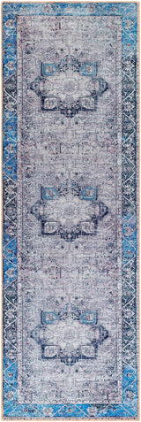 Rosman Blue&Beige Washable Runner Rug - Clearance