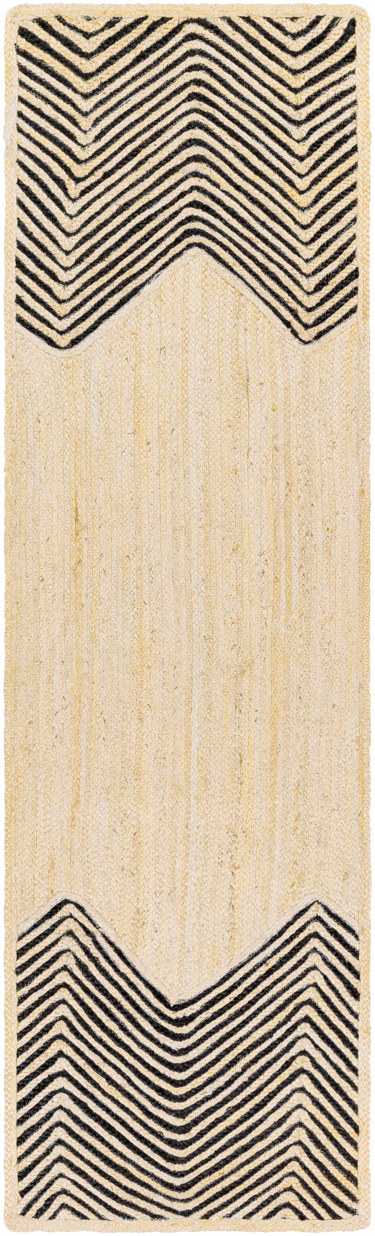 Light Beige Ringtead Jute Braided Runner Rug