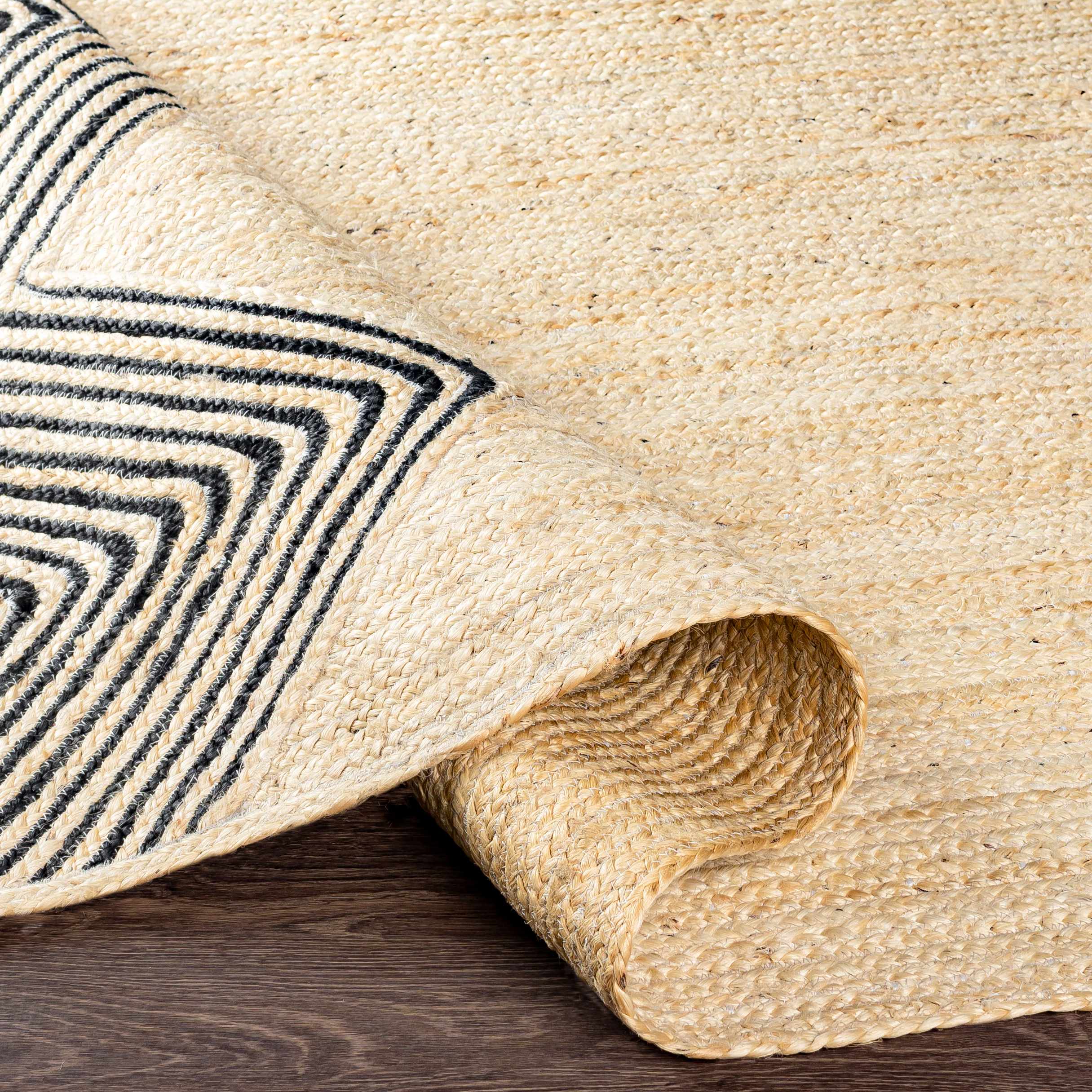 Light Beige Ringtead Jute Braided Runner Rug