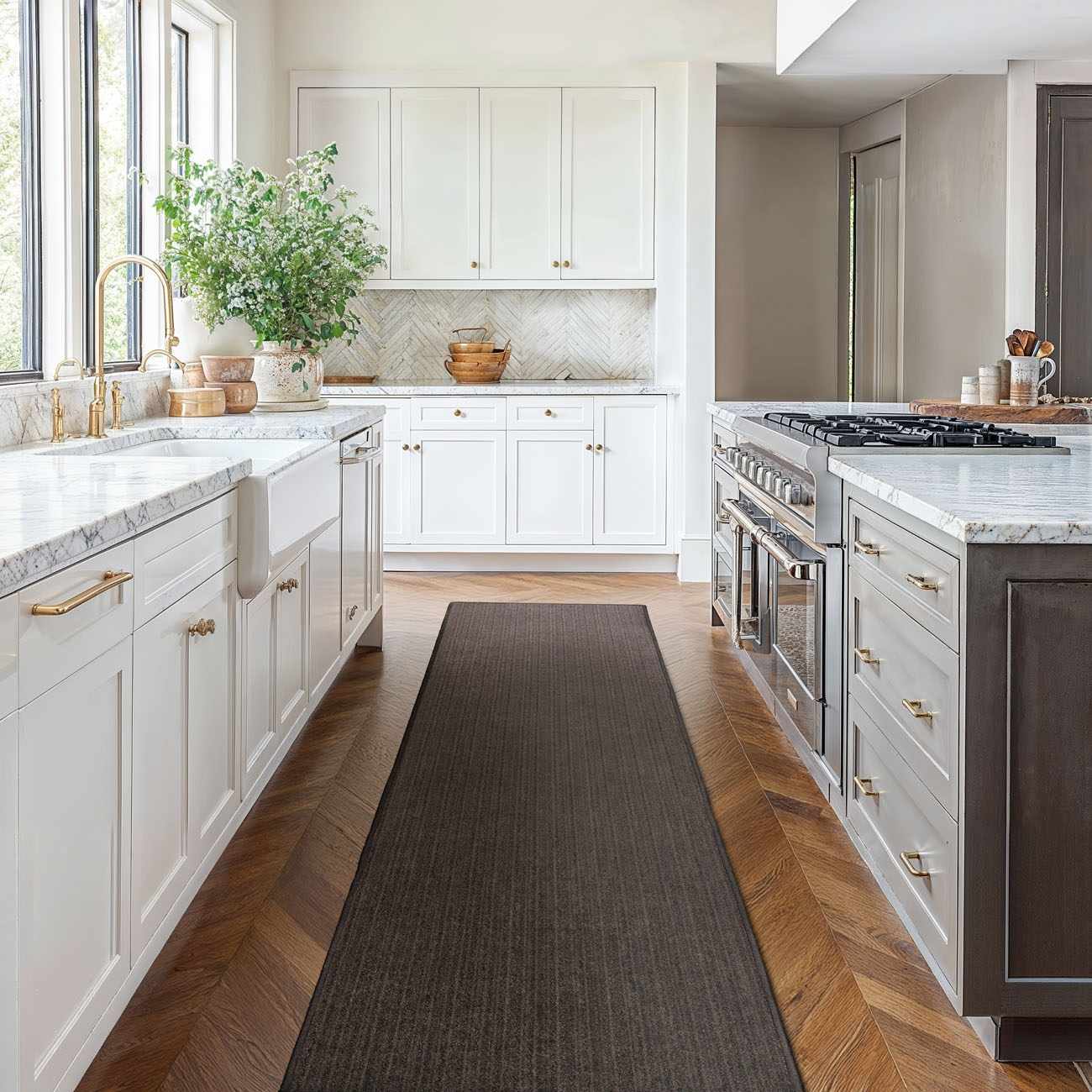 Custom Size Freya Charcoal Runner Rug