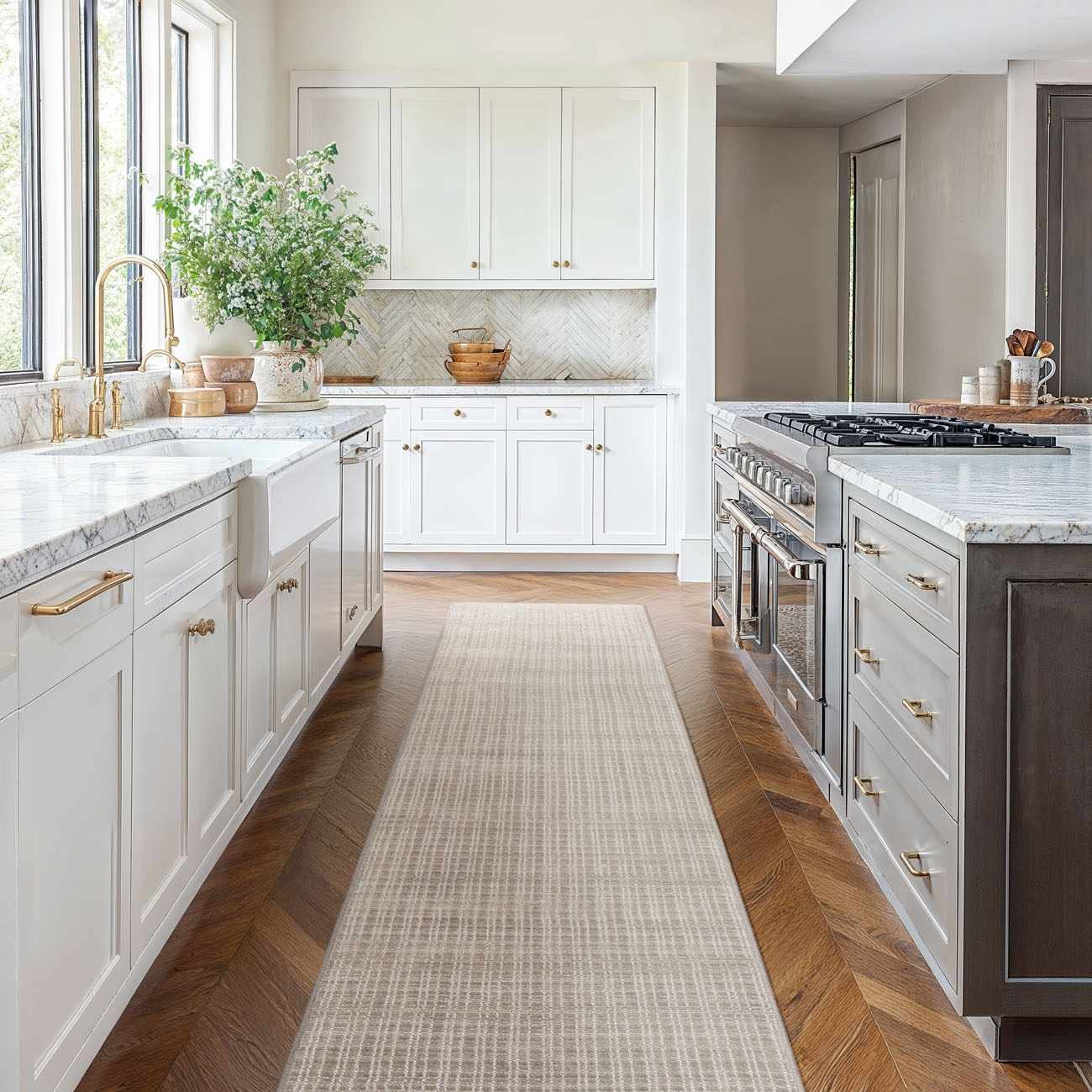 Custom Size Gunther Beige Hand Loomed Runner Rug