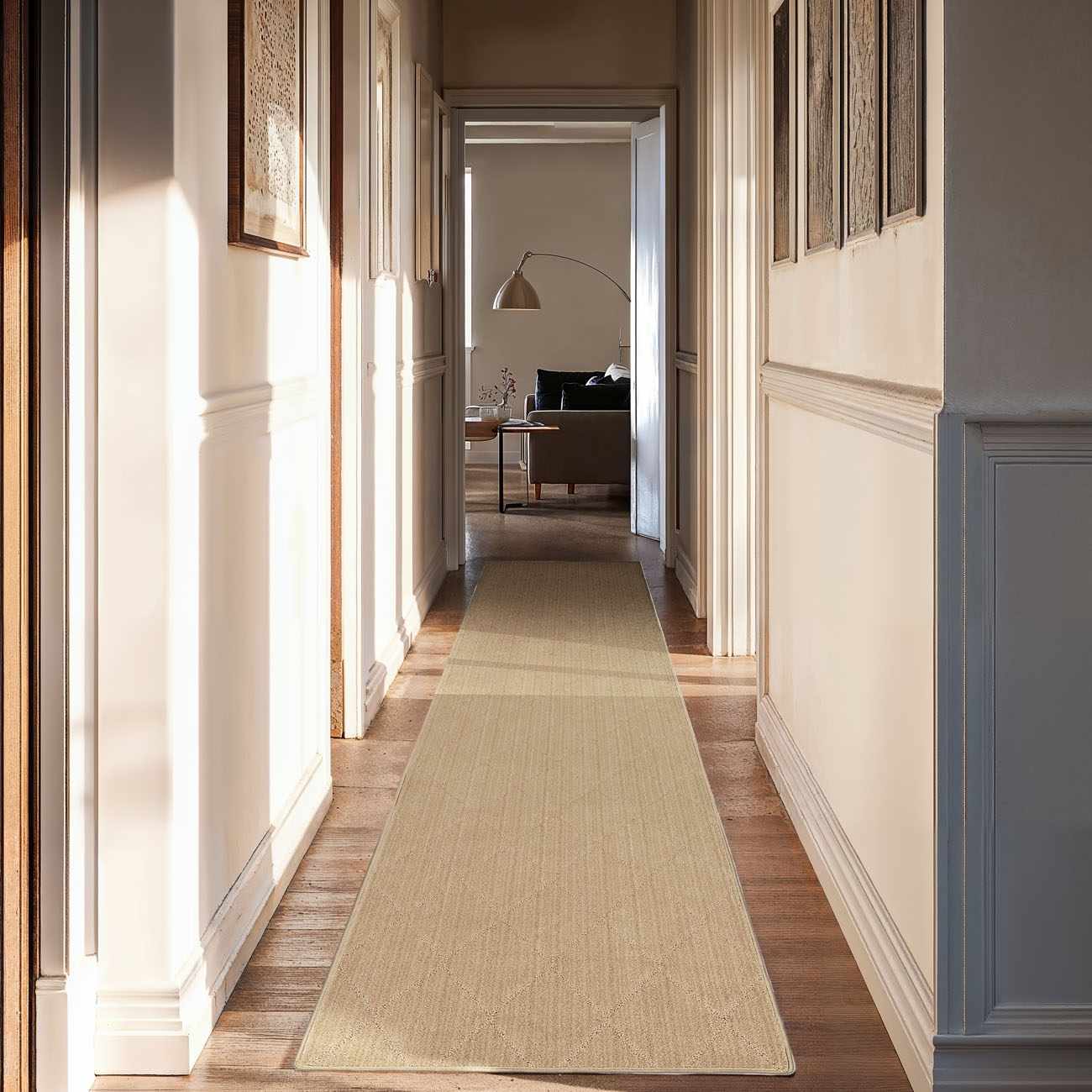 Custom Size Hawkins Dark Beige Diamond Runner Rug