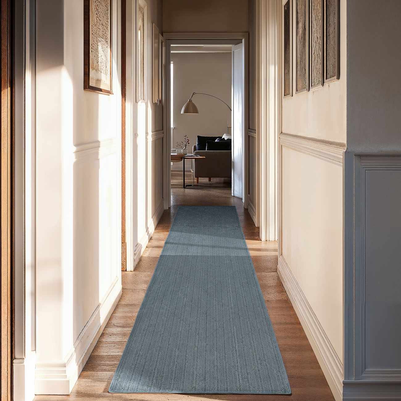 Custom Size Hawkins Blue Diamond Runner Rug