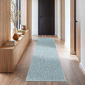 Custom Size Lucca Light Blue Textured Runner Rug
