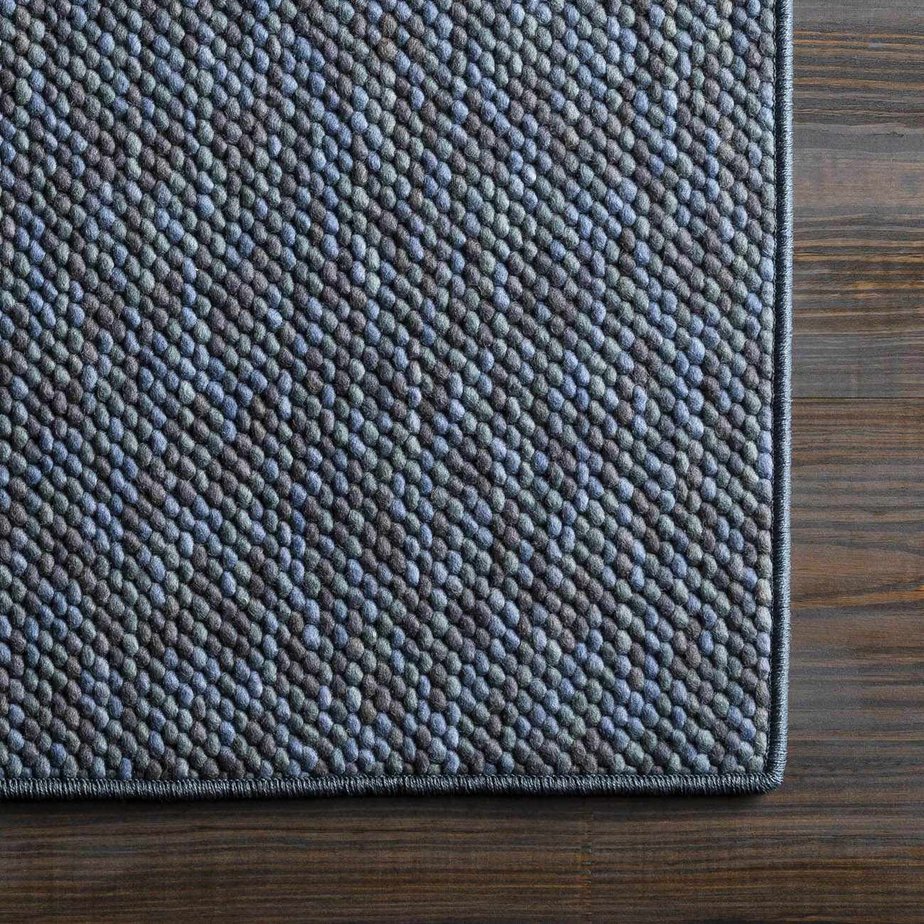 Custom Size Lucca Dark Blue Textured Runner Rug