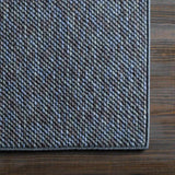 Custom Size Lucca Dark Blue Textured Runner Rug