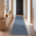 Custom Size Lucca Dark Blue Textured Runner Rug