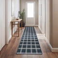 Custom Size Oretha Navy Checkered Runner Rug