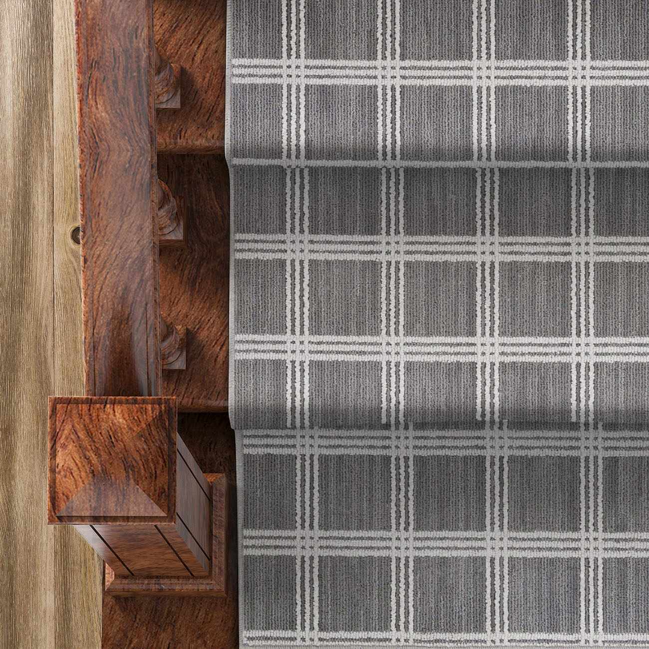 Custom Size Oretha Gray Checkered Runner Rug