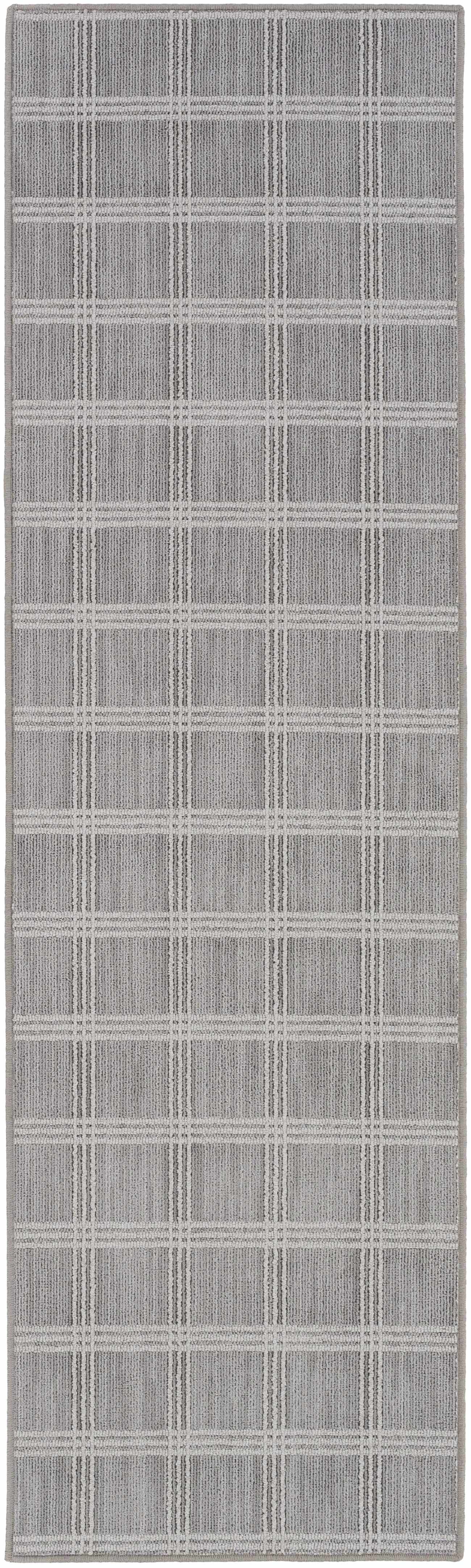 Custom Size Oretha Light Gray Checkered Runner Rug