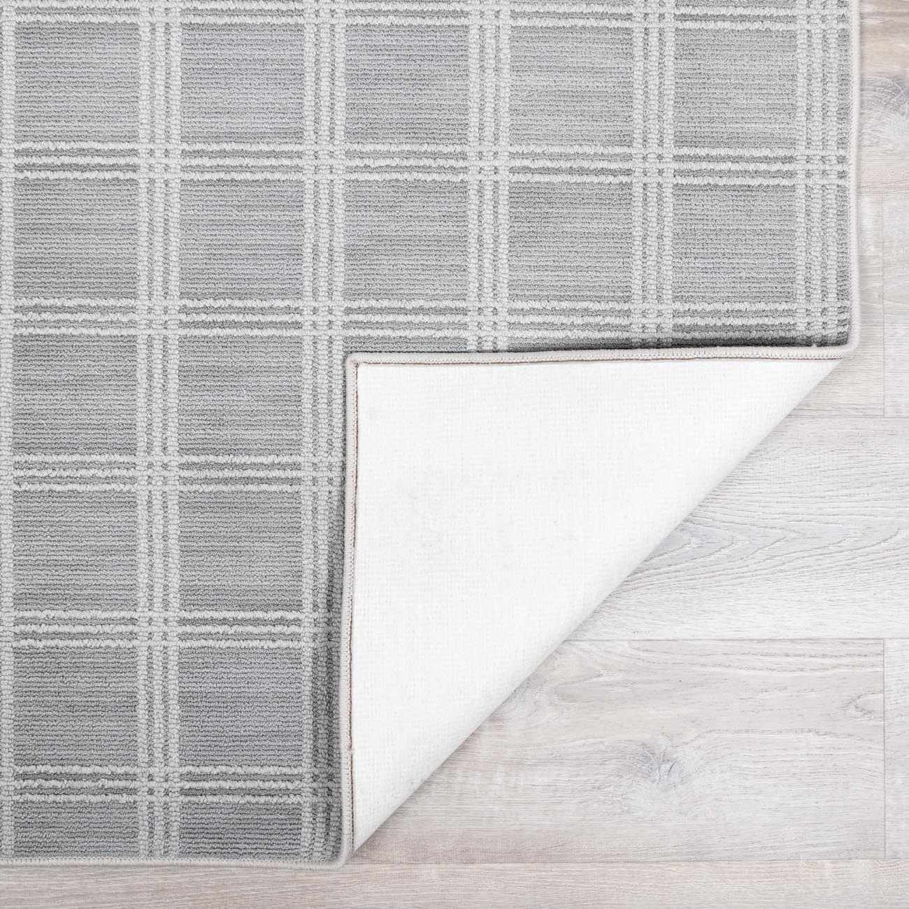 Custom Size Oretha Light Gray Checkered Runner Rug