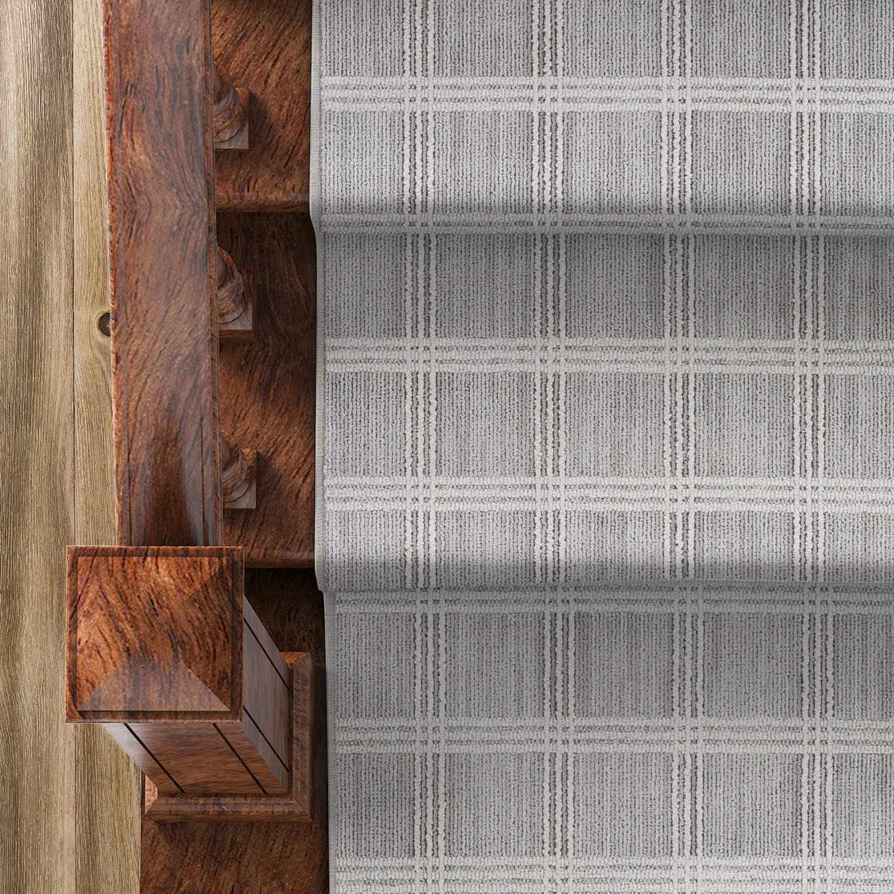 Custom Size Oretha Light Gray Checkered Runner Rug