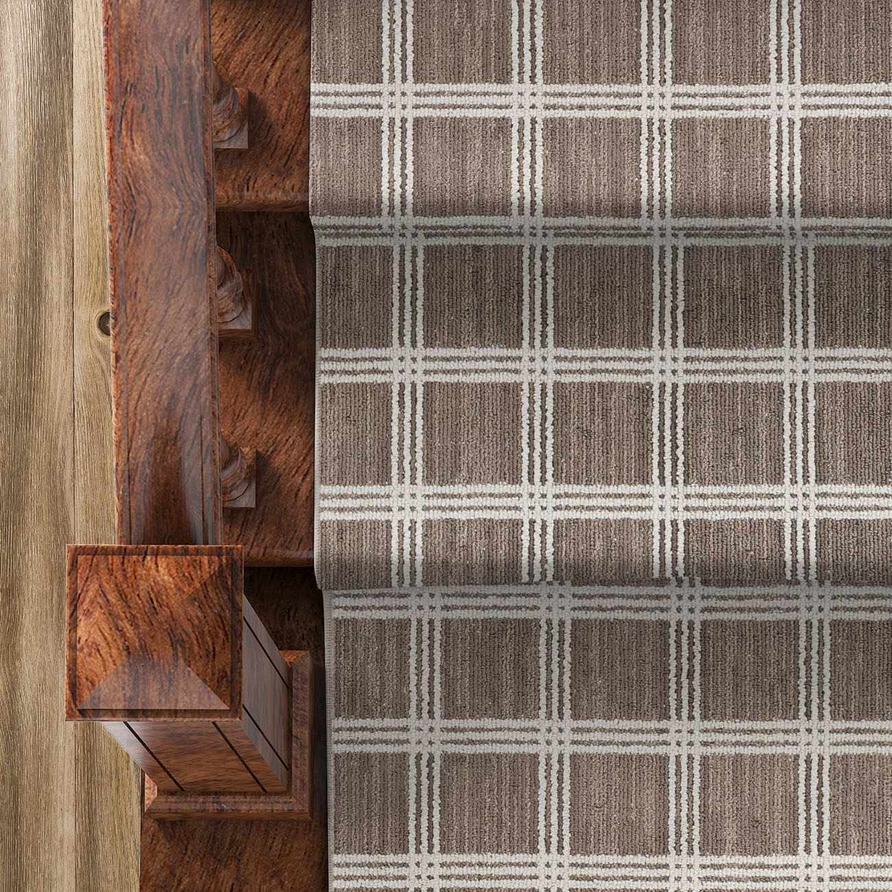 Custom Size Oretha Brown Checkered Runner Rug