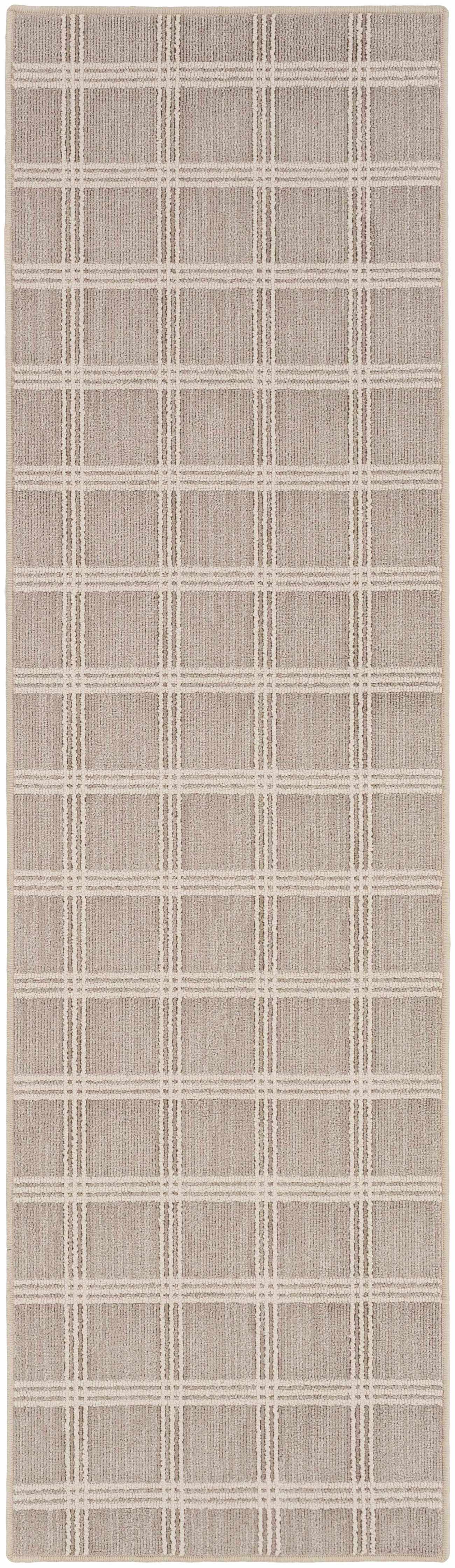 Custom Size Oretha Dark Beige Checkered Runner Rug