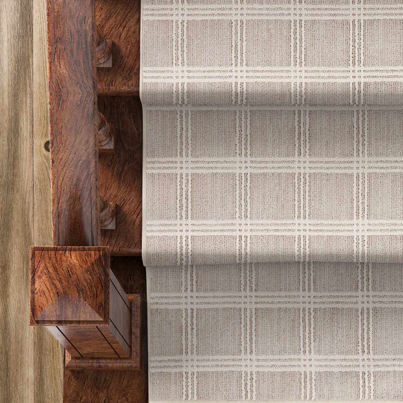 Custom Size Oretha Dark Beige Checkered Runner Rug