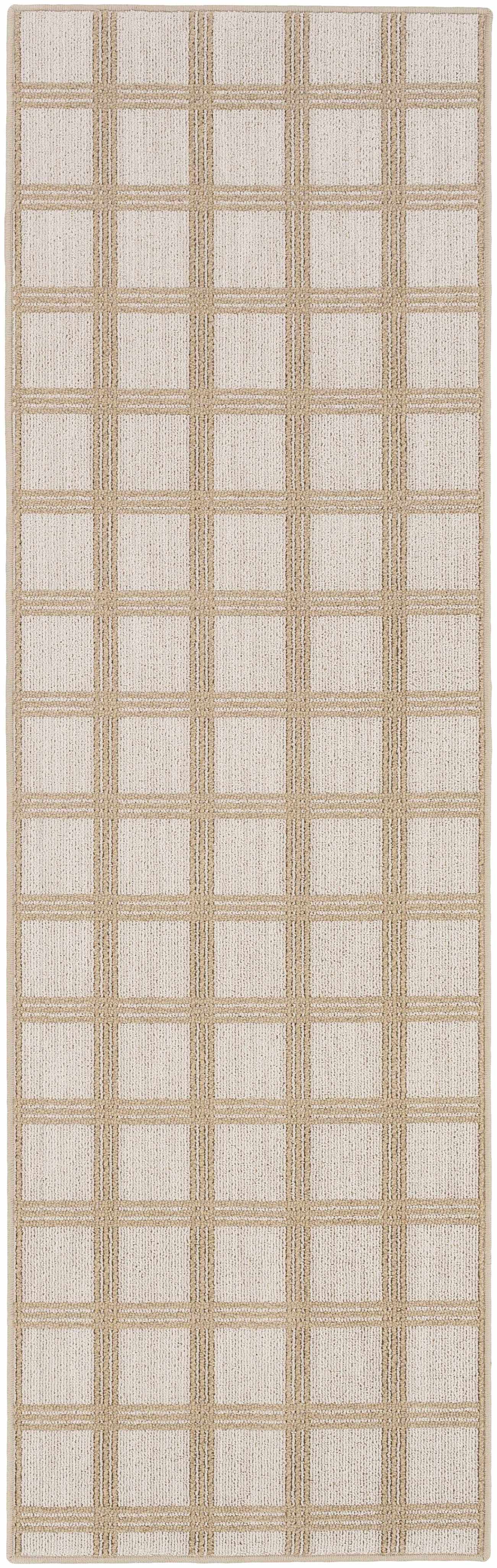 Custom Size Oretha Cream Checkered Runner Rug