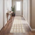 Custom Size Oretha Cream Checkered Runner Rug