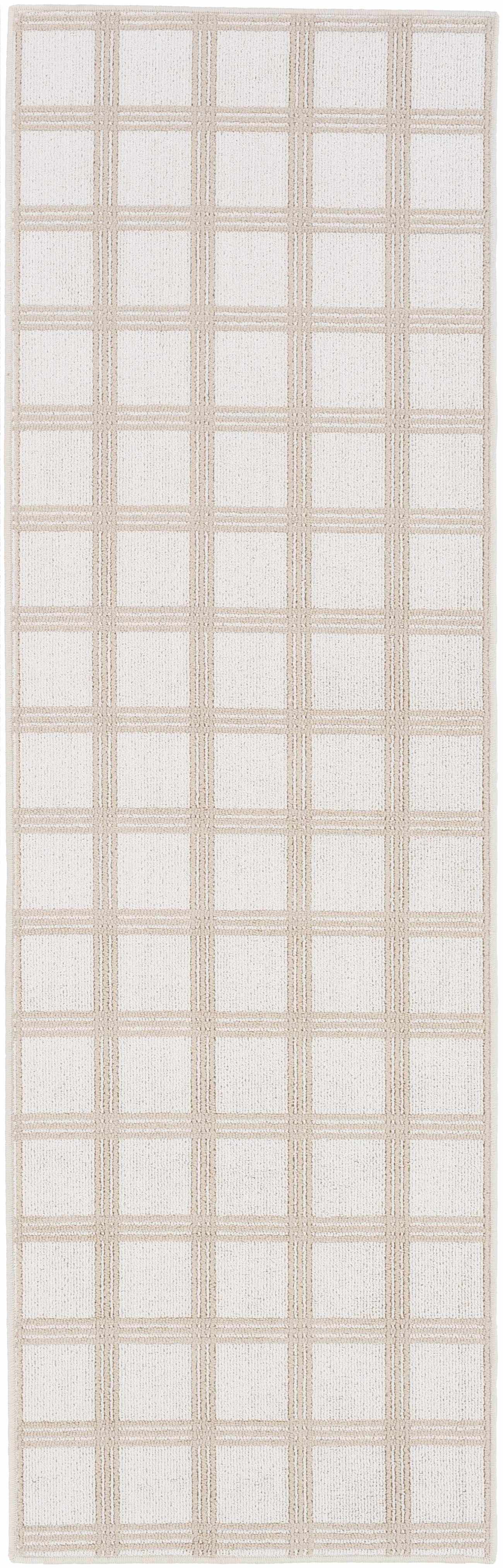 Custom Size Oretha Beige Checkered Runner Rug
