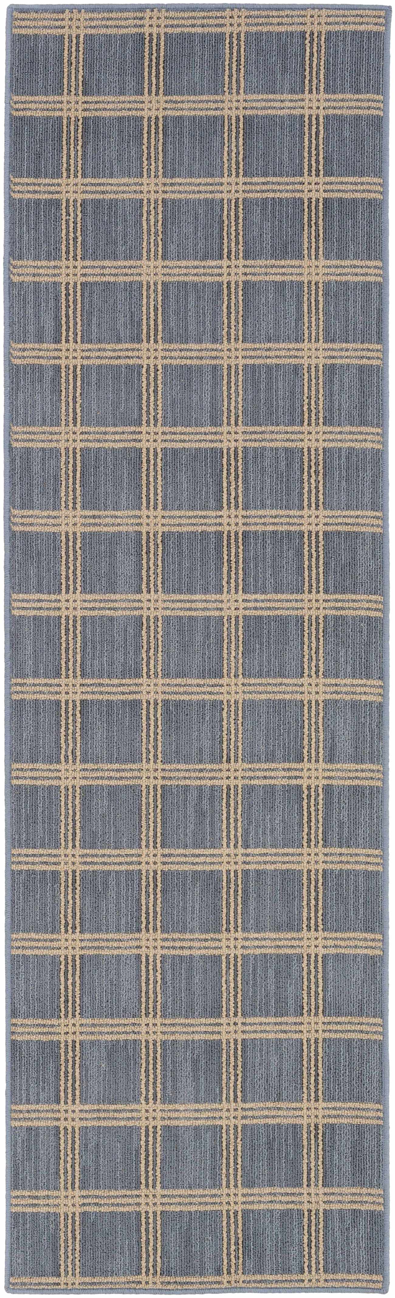 Custom Size Oretha Light Blue Checkered Runner Rug