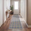 Custom Size Oretha Light Blue Checkered Runner Rug