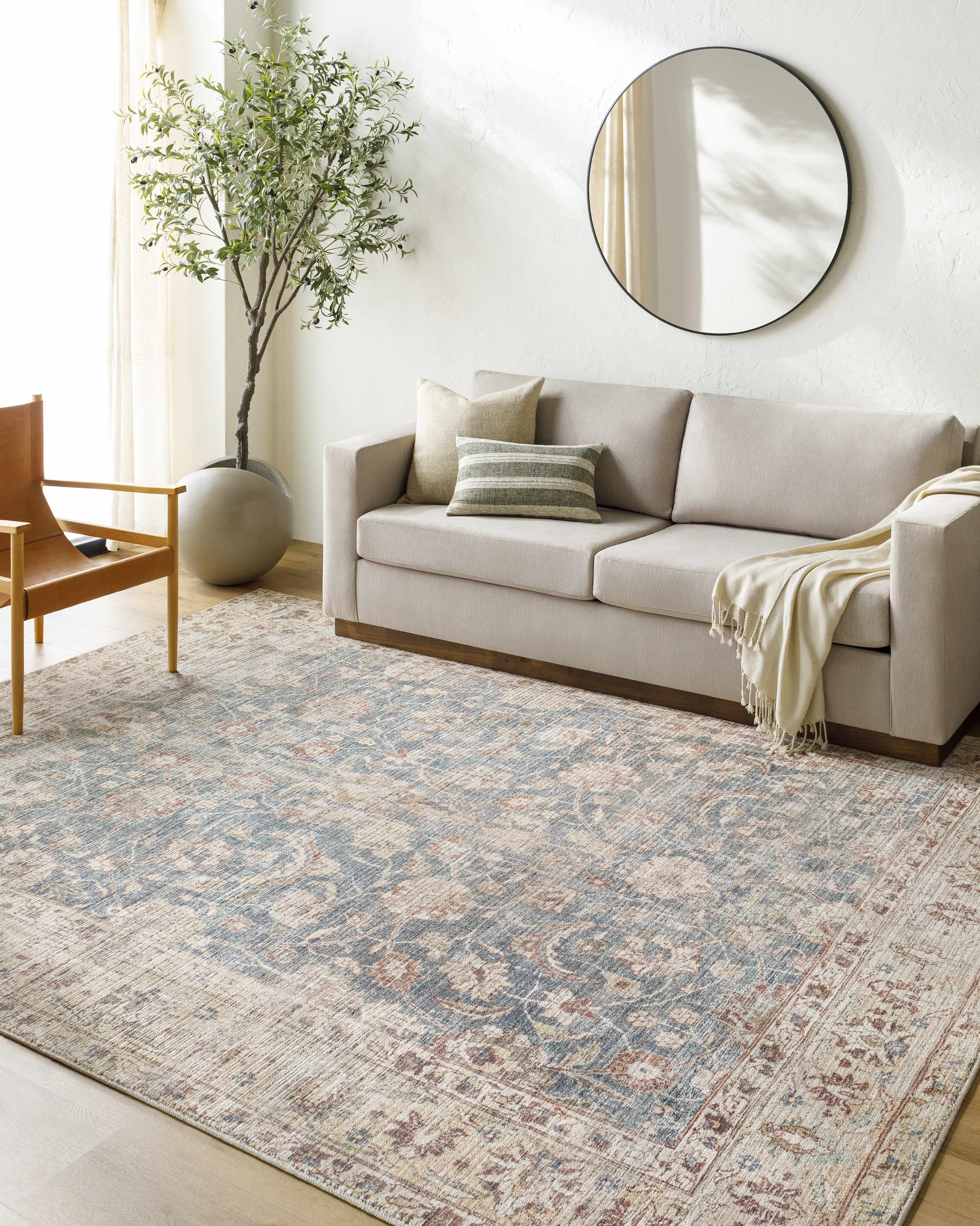 Sample Marlene Damask Beige & Navy Area Rug - Livabliss x Becki Owens
