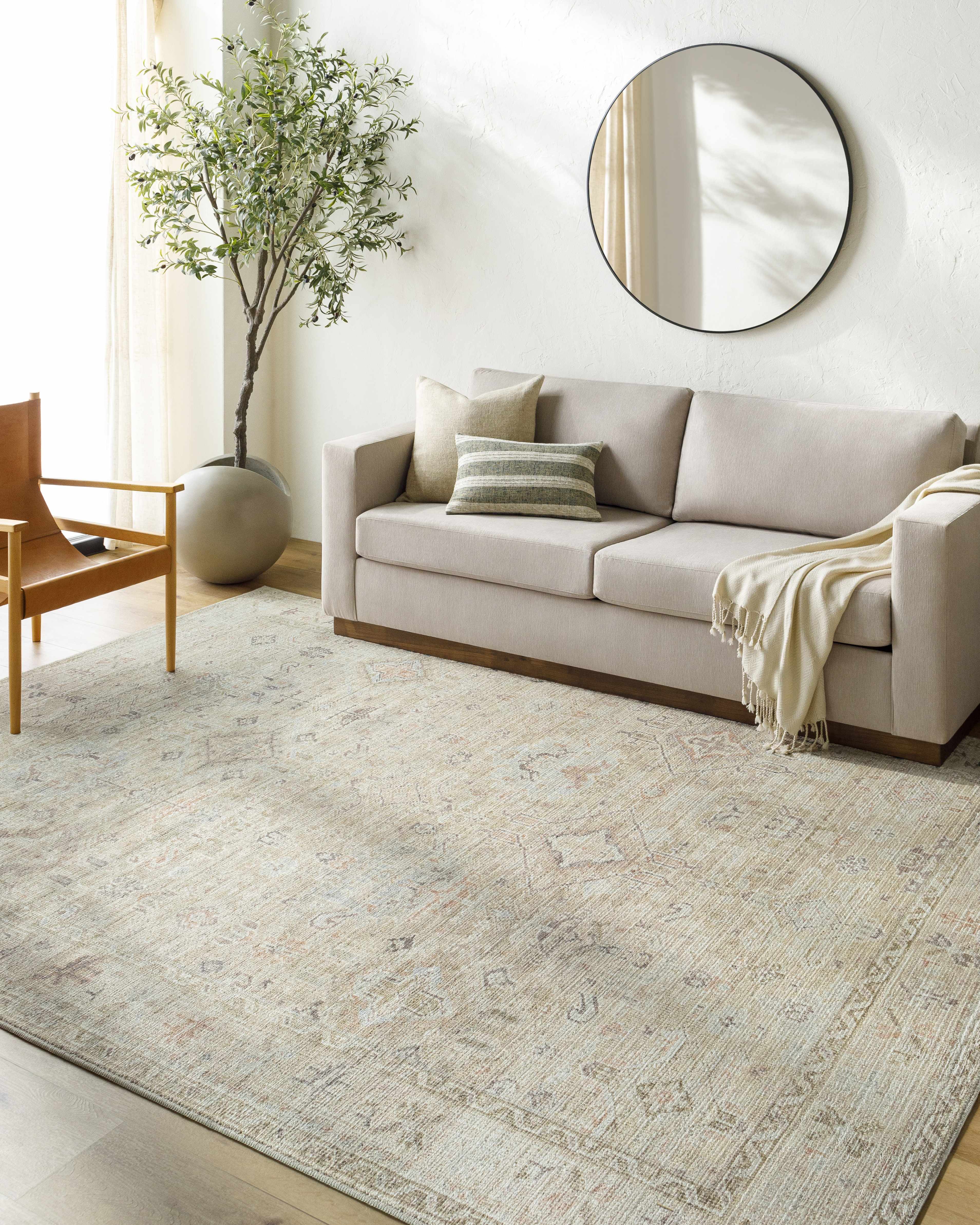 Sample Marlene Damask Light Brown Area Rug - Livabliss x Becki Owens