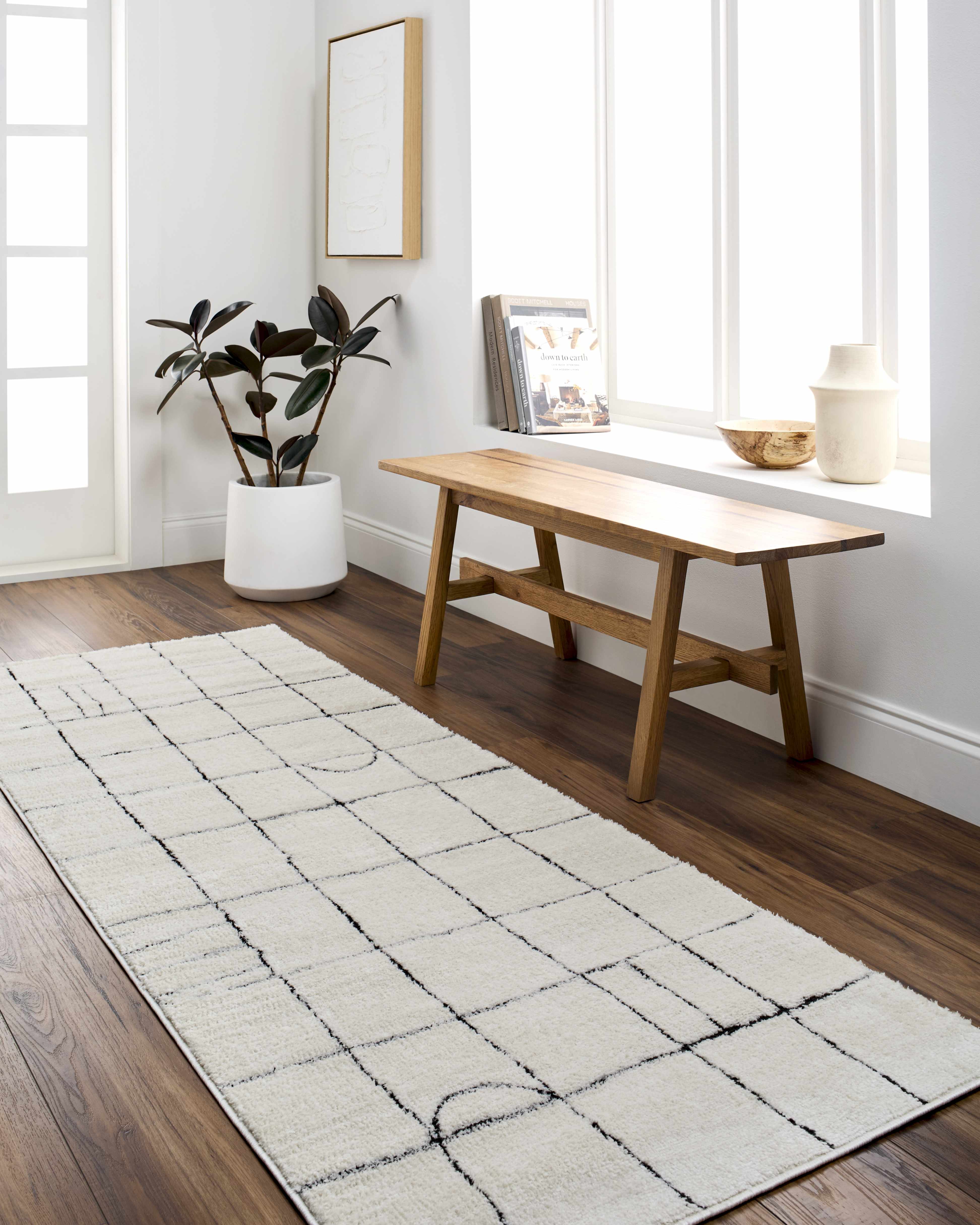 Keanu Black & White Runner Rug - Clearance