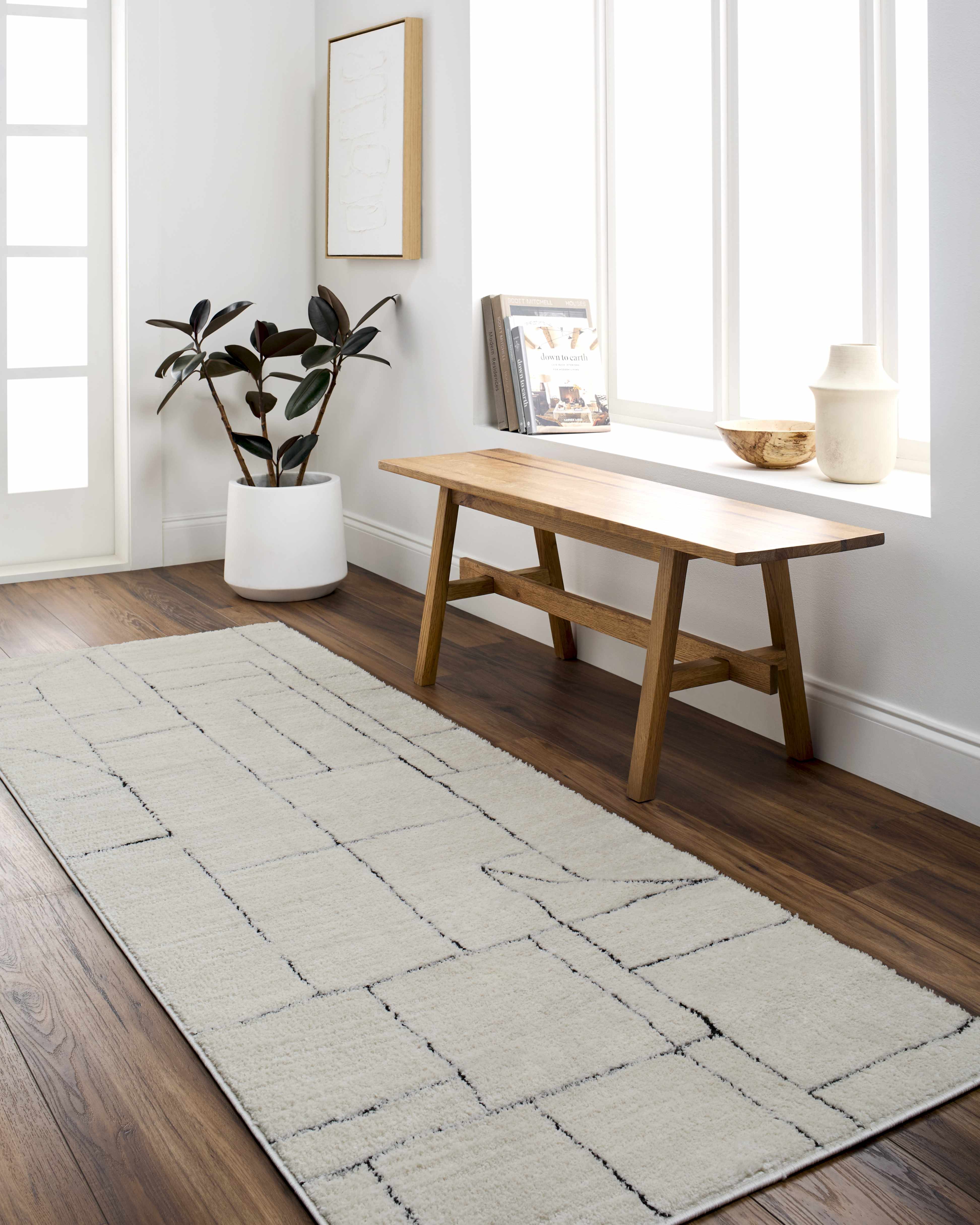 Keats Black & White Runner Rug - Clearance