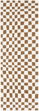 Lajos Brown Checkered Runner Rug