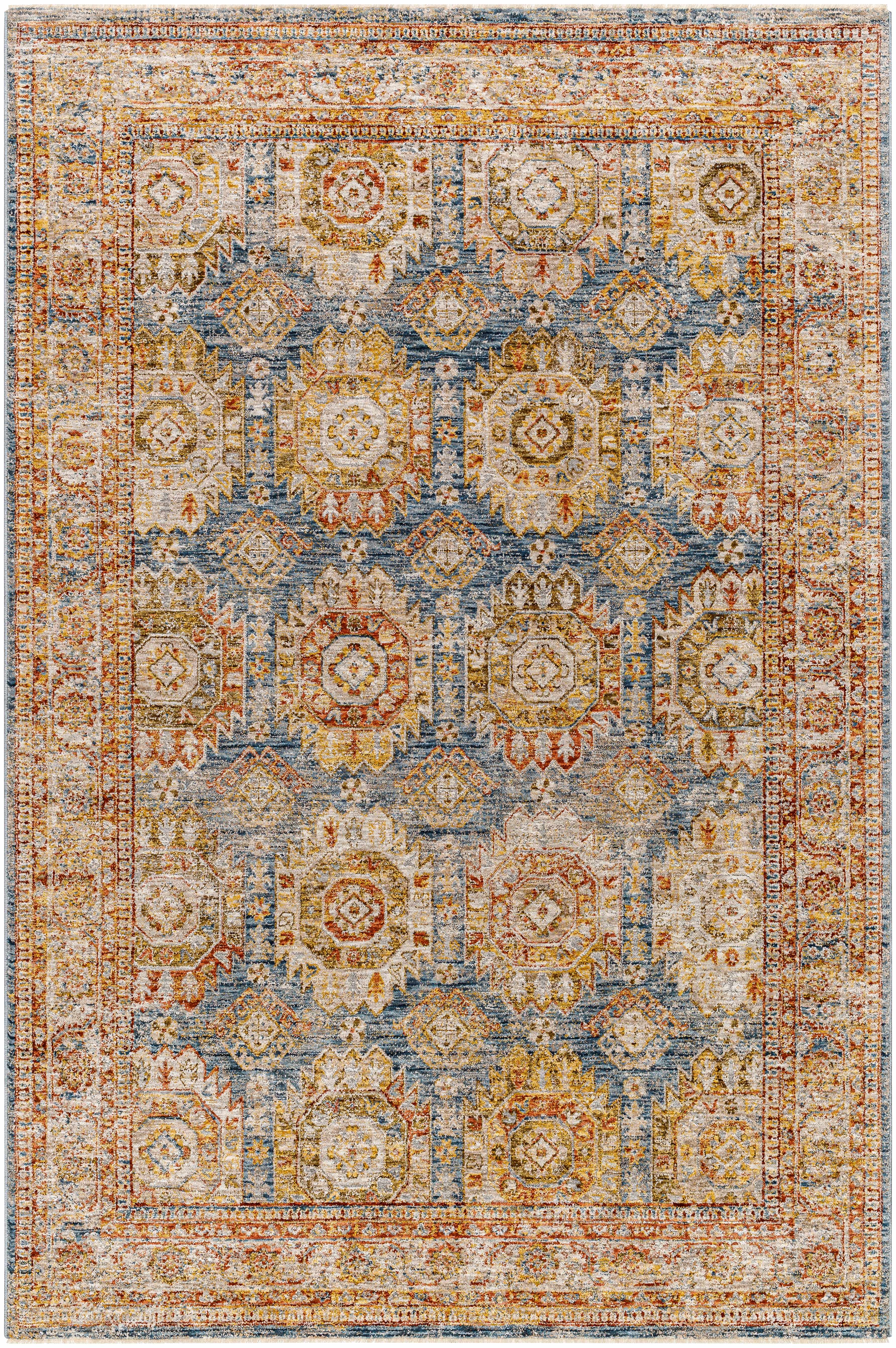 Crescentia Blue & Beige Runner Rug