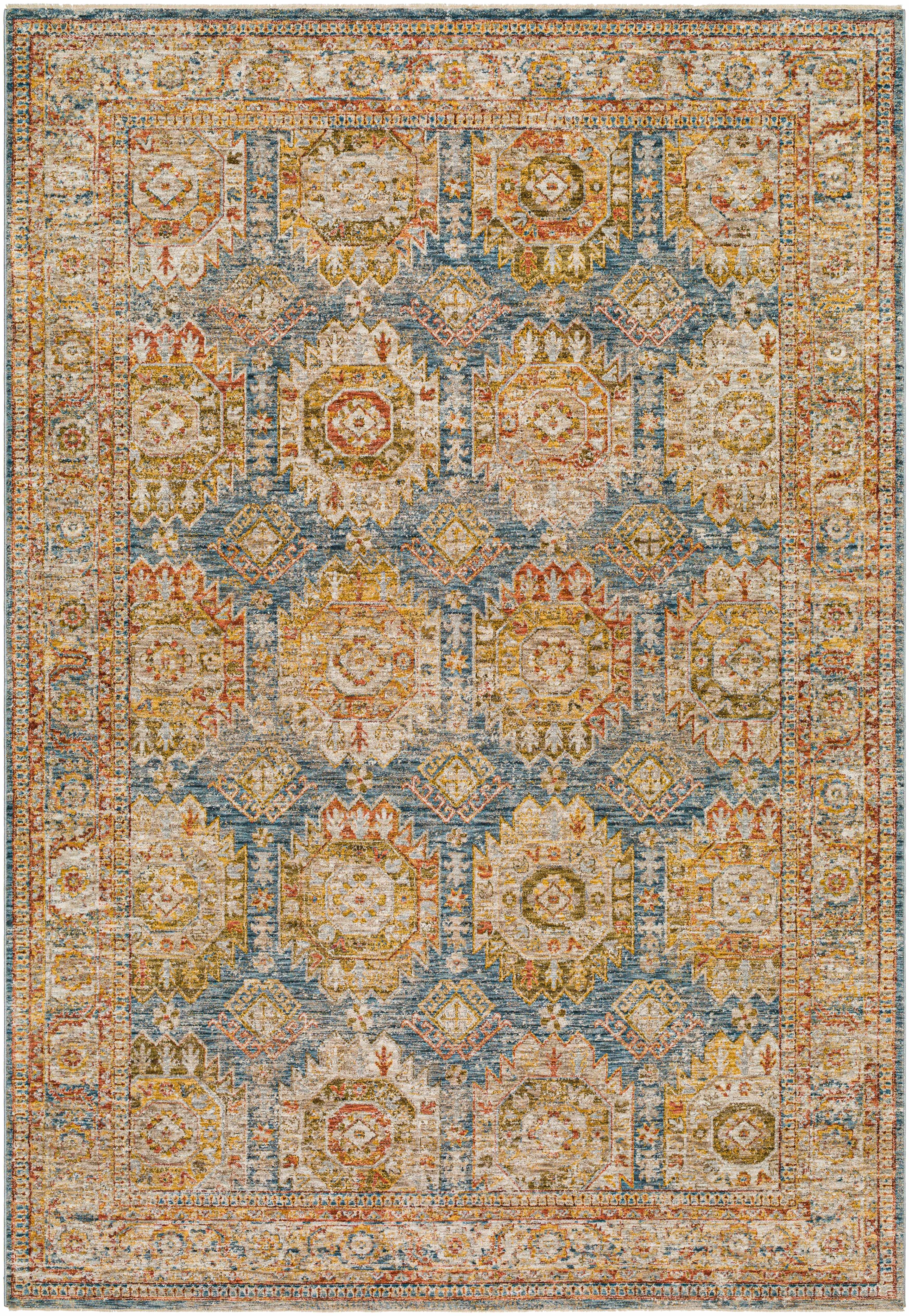 Crescentia Blue & Beige Runner Rug