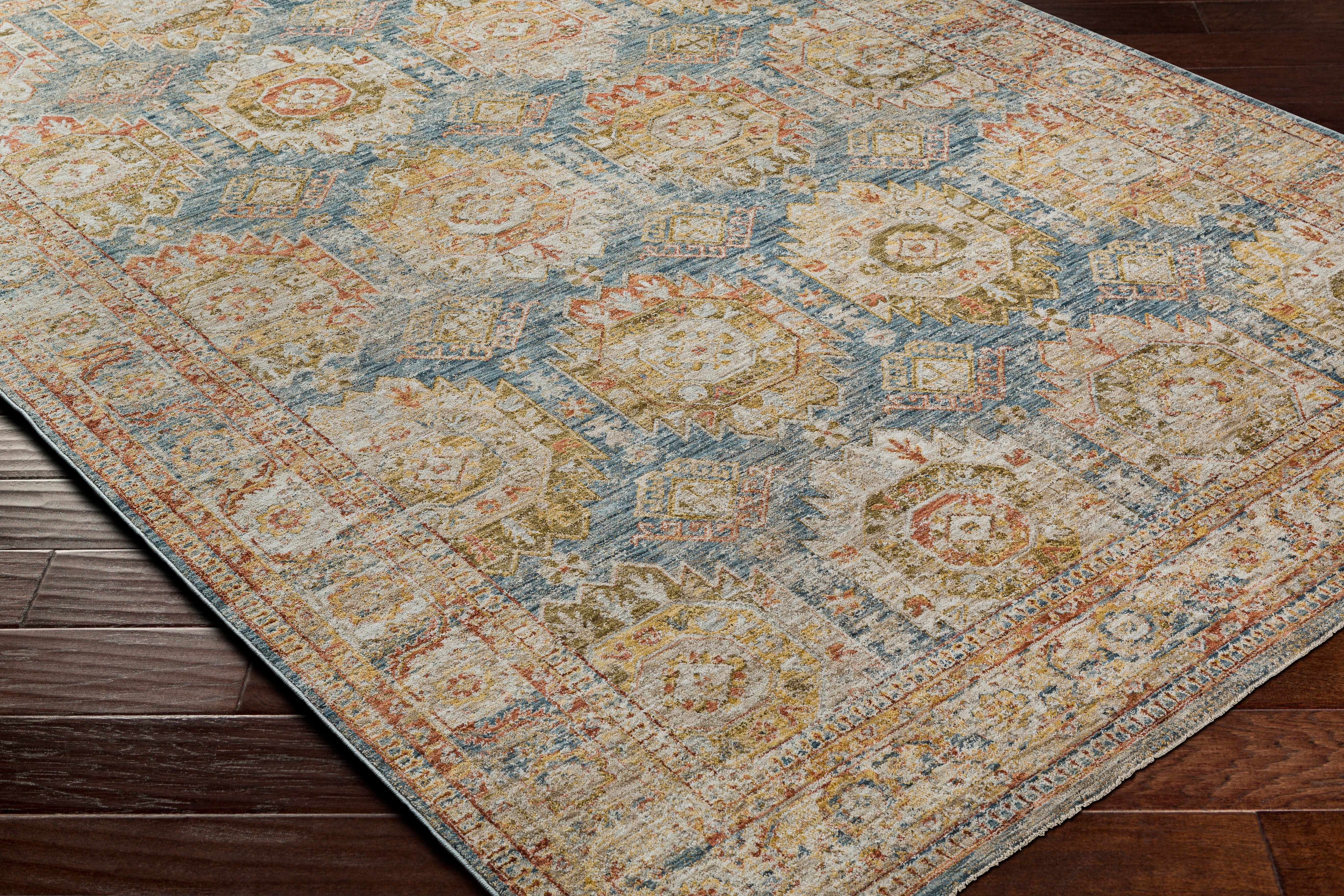 Crescentia Blue & Beige Runner Rug