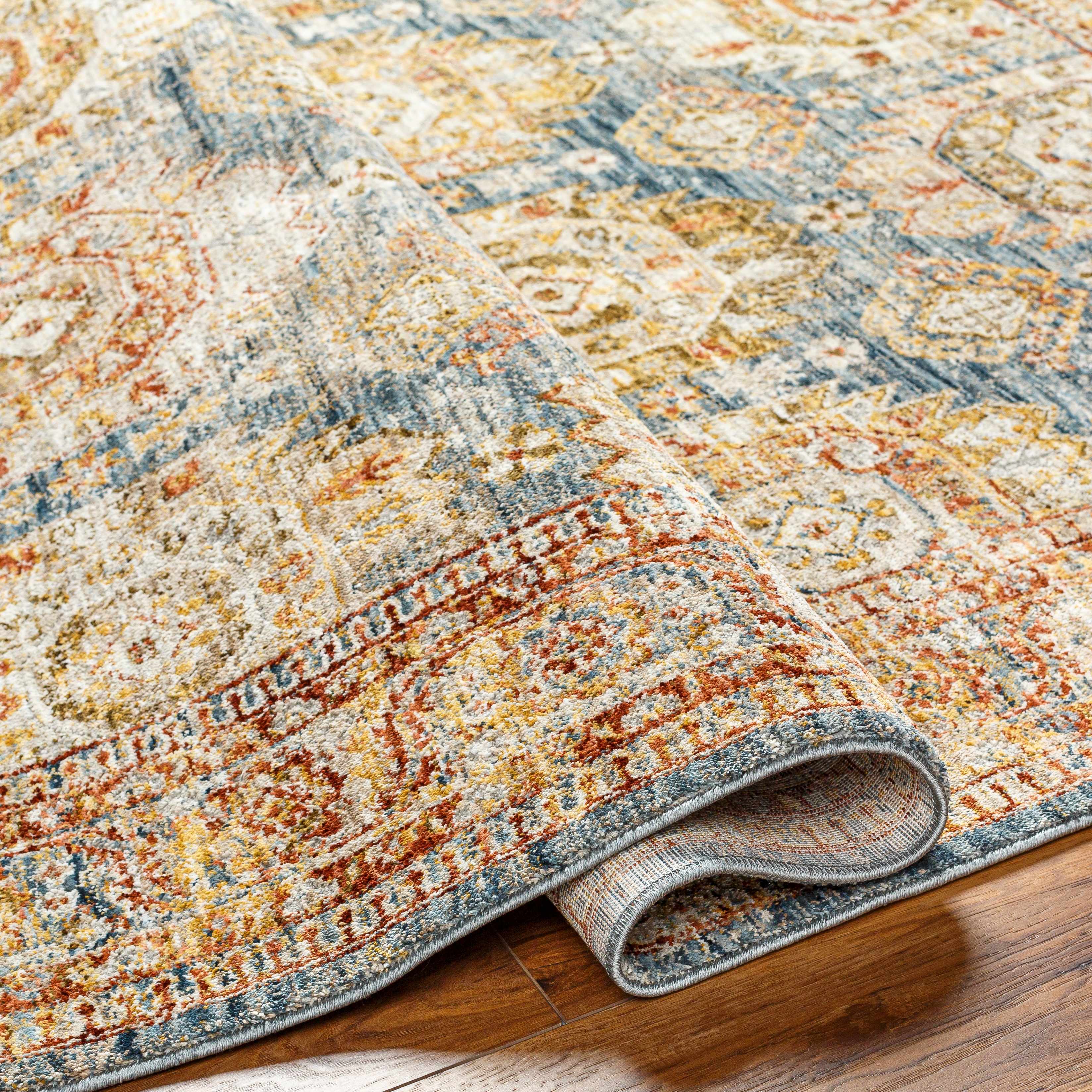 Crescentia Blue & Beige Runner Rug