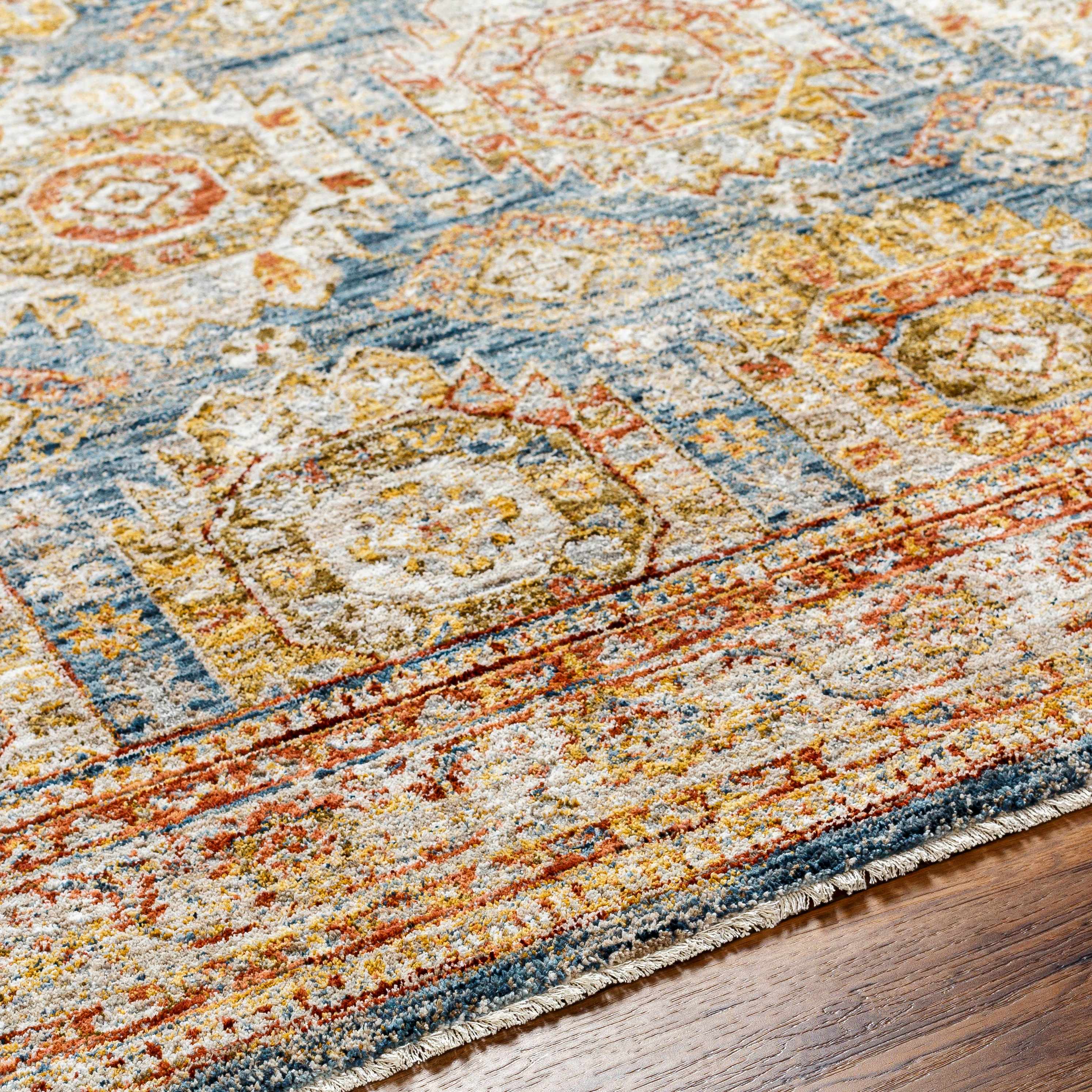 Crescentia Blue & Beige Runner Rug