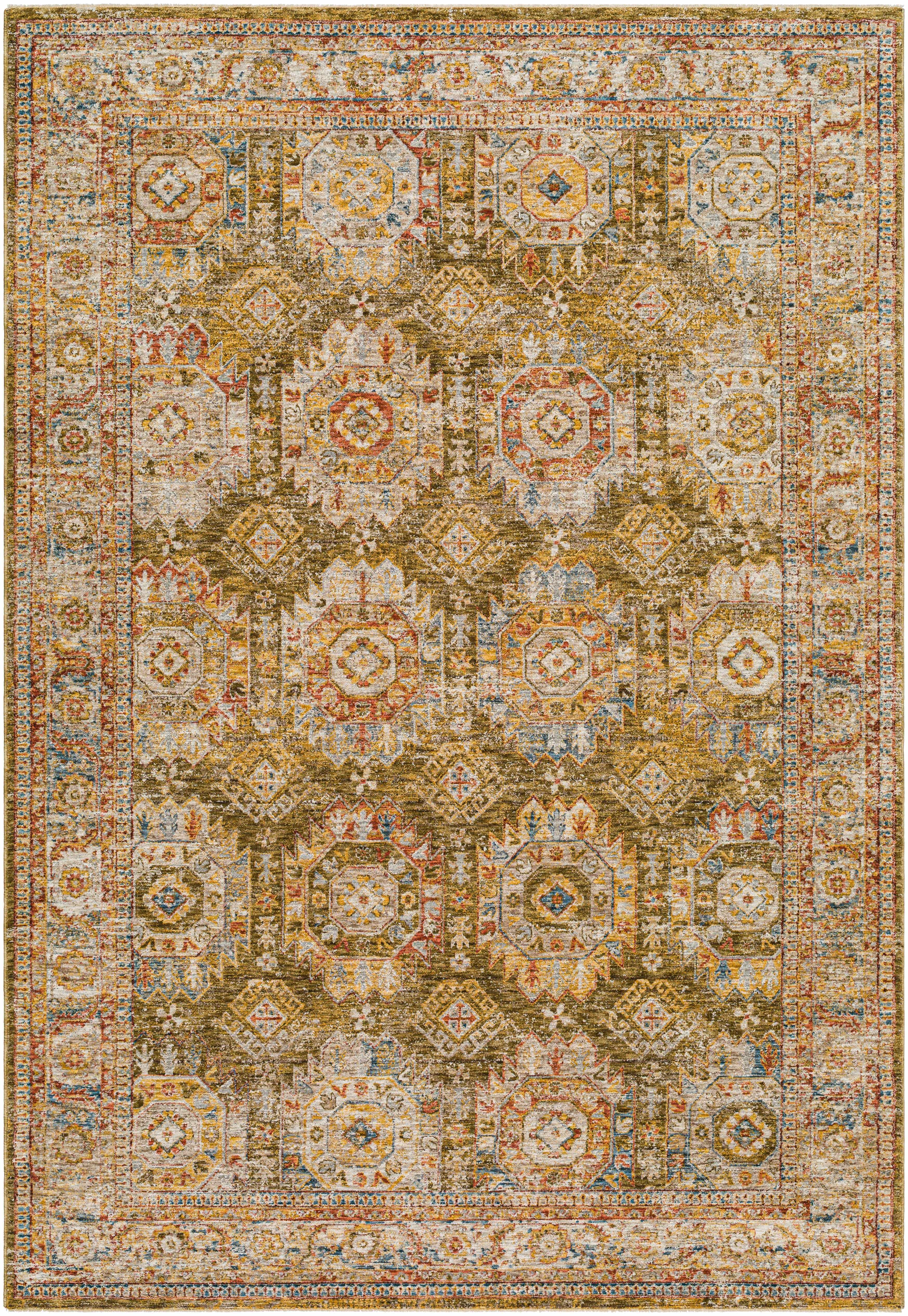 Crescentia Green Runner Rug