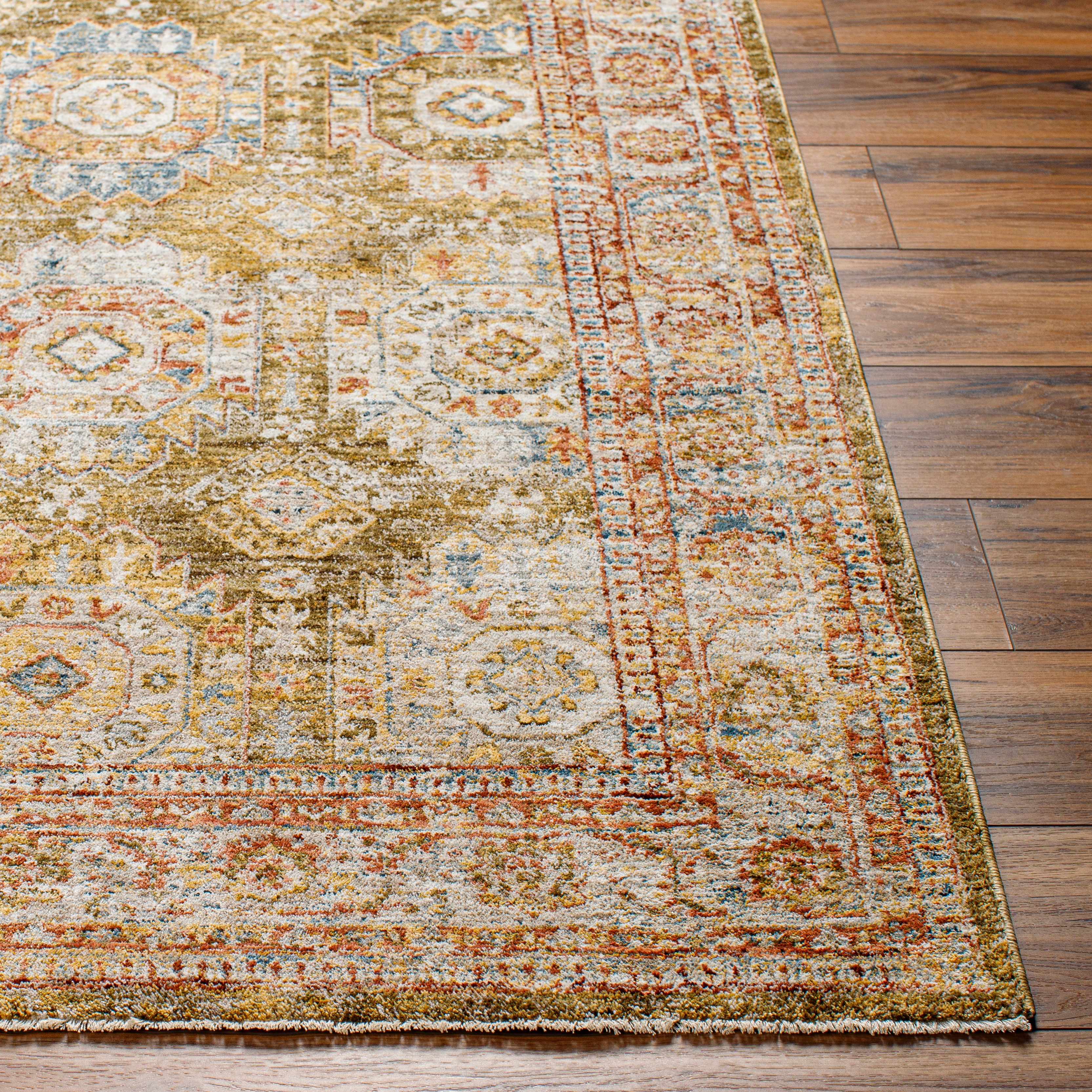 Crescentia Green Runner Rug