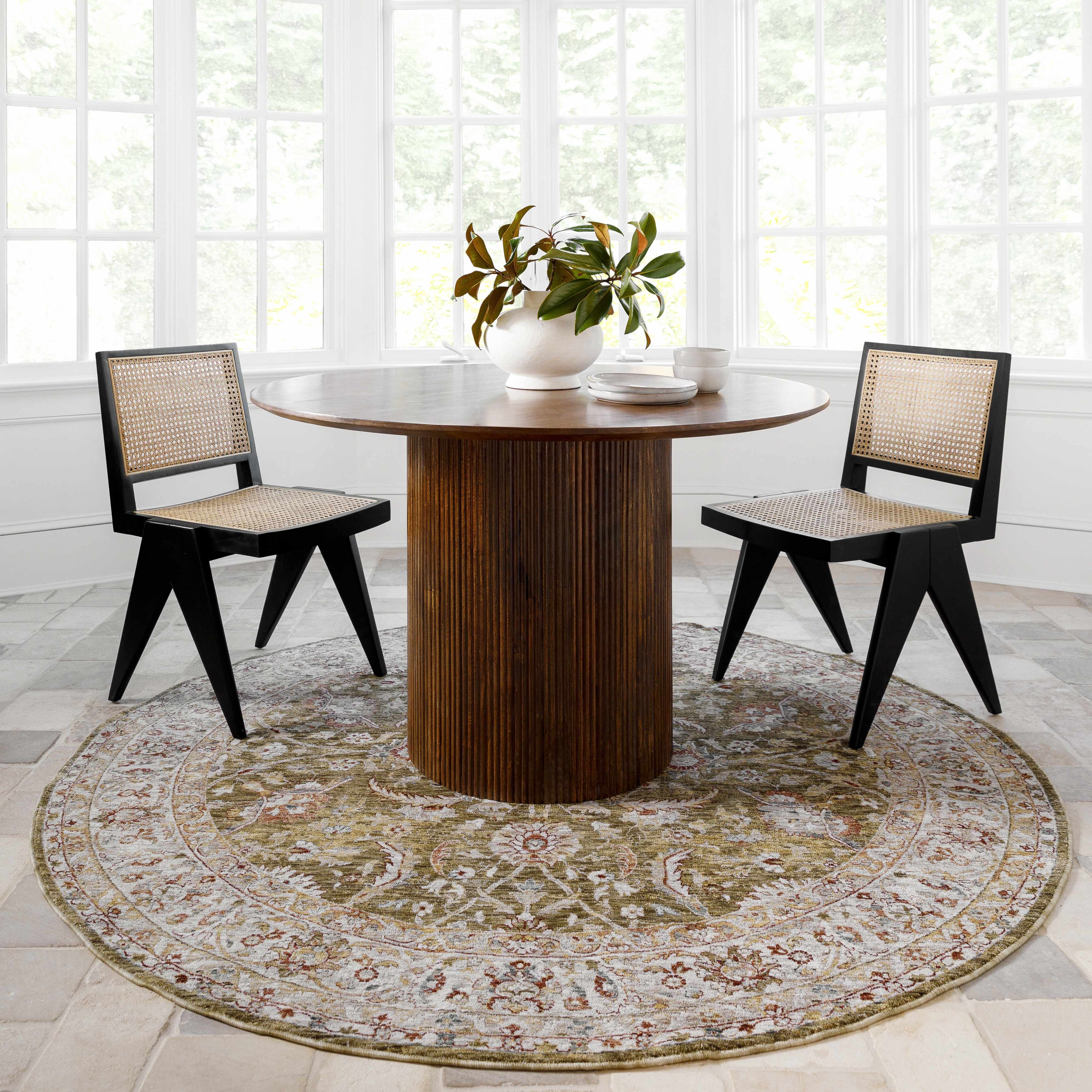 Crescentia Green Runner Rug