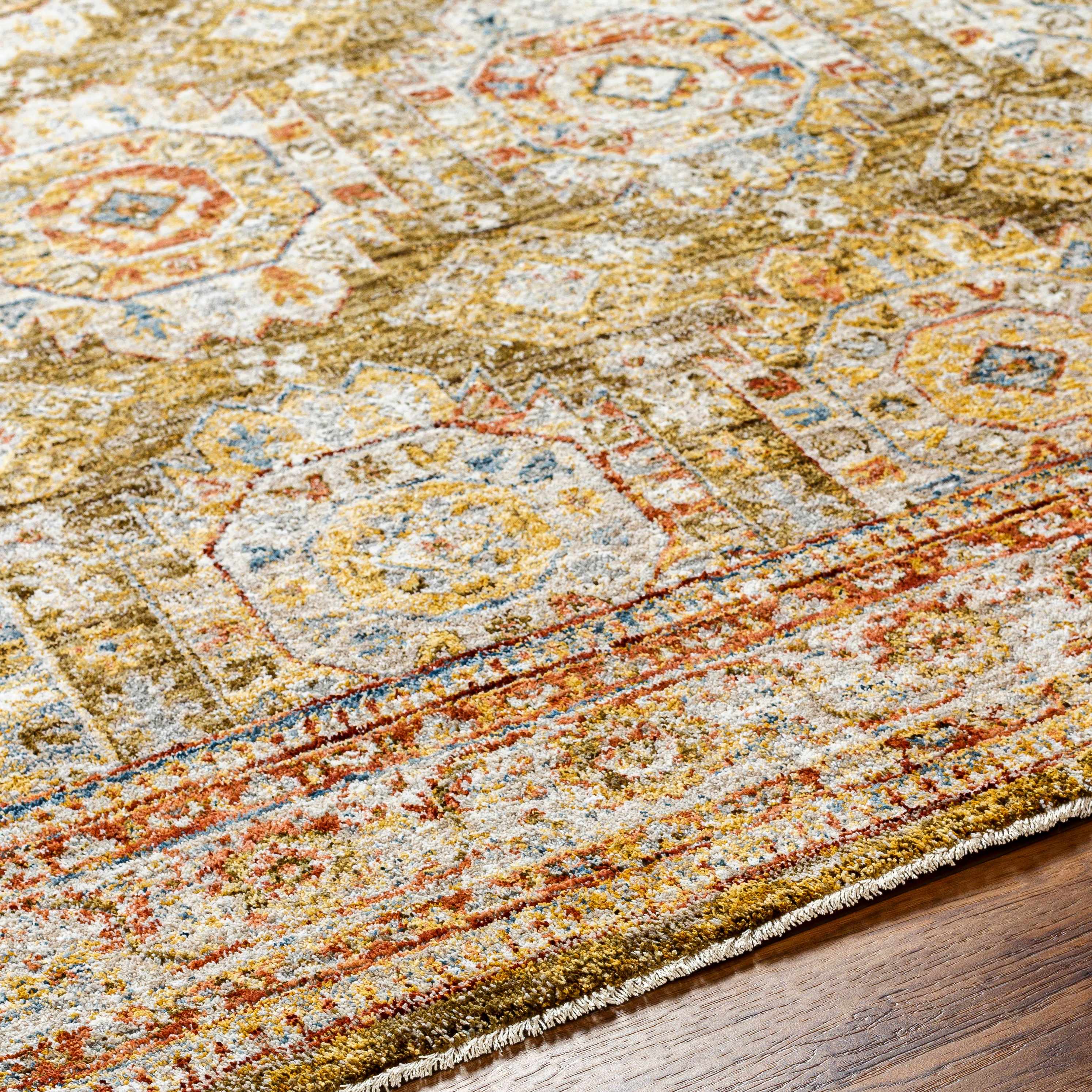 Crescentia Green Runner Rug