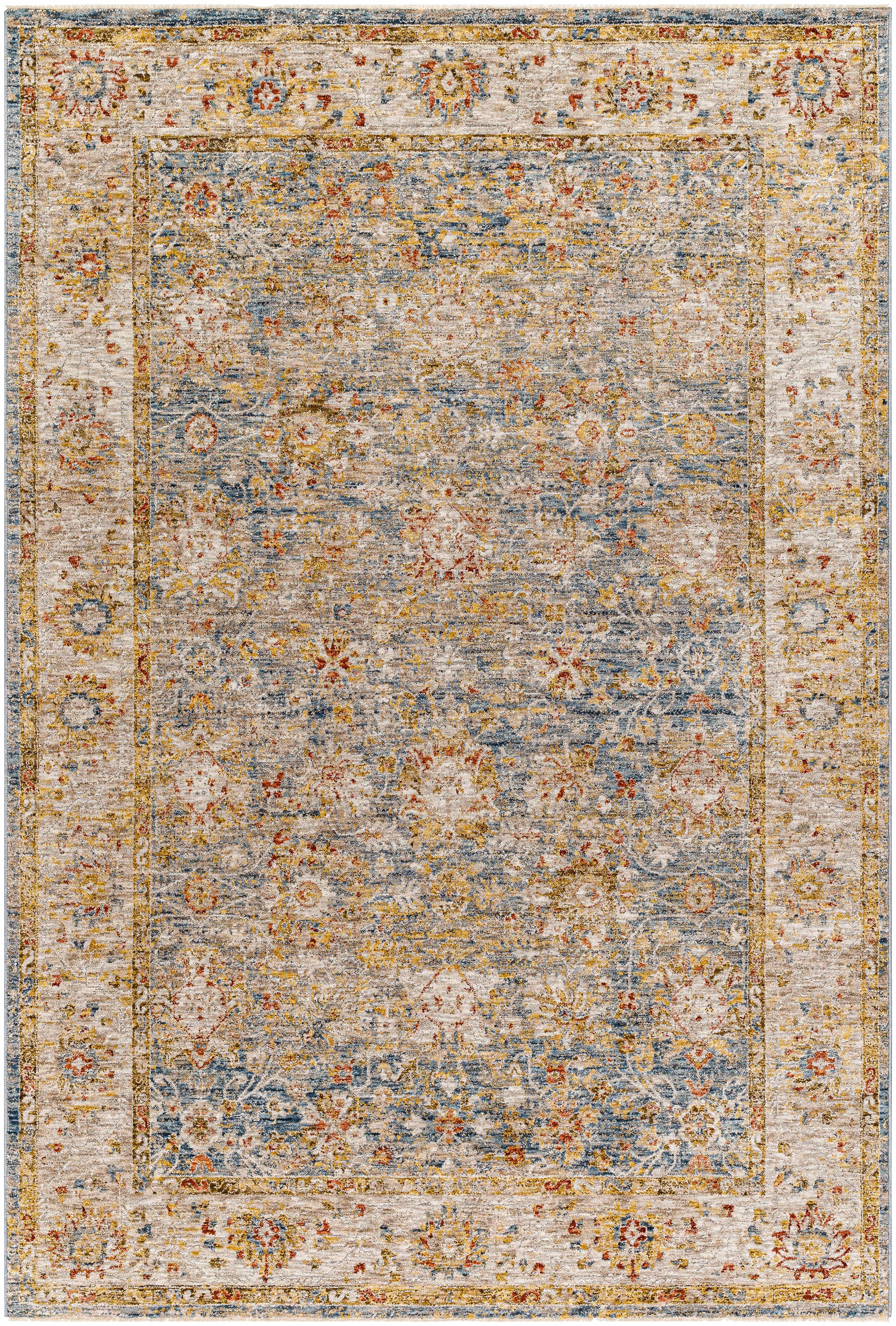 Sample Duong Beige & Blue Area Rug