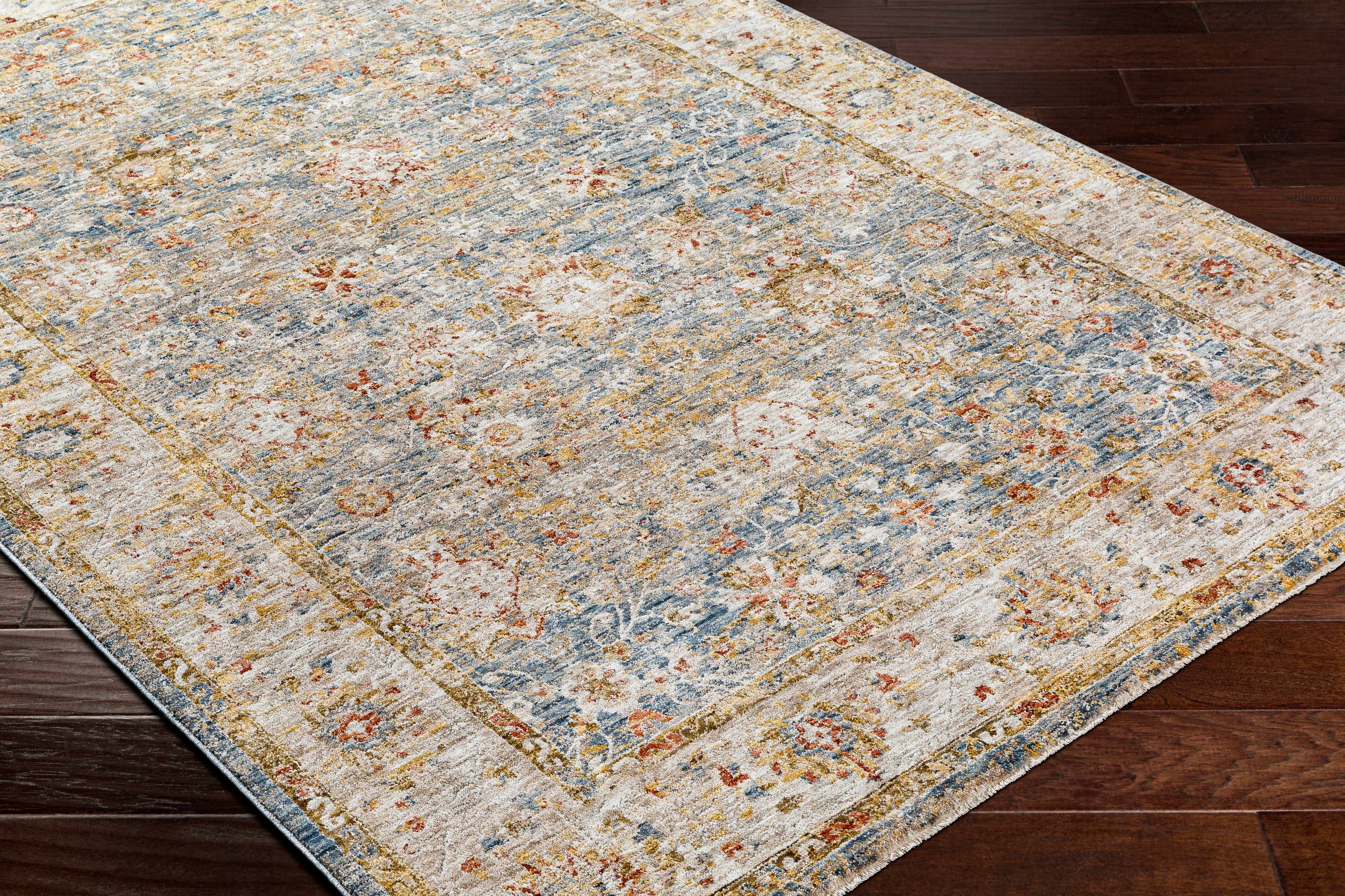 Duong Beige & Blue Runner Rug