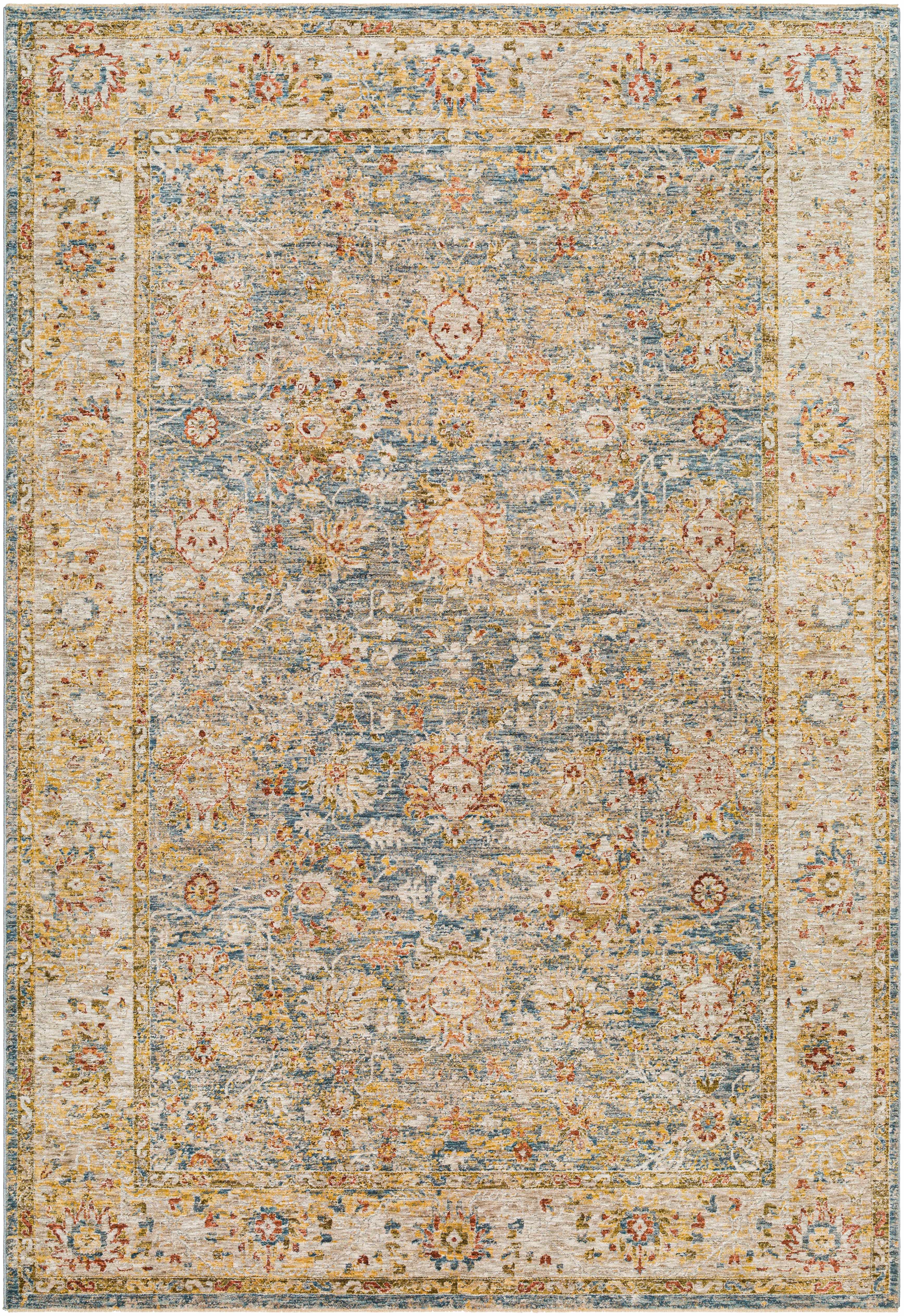 Duong Beige & Blue Runner Rug