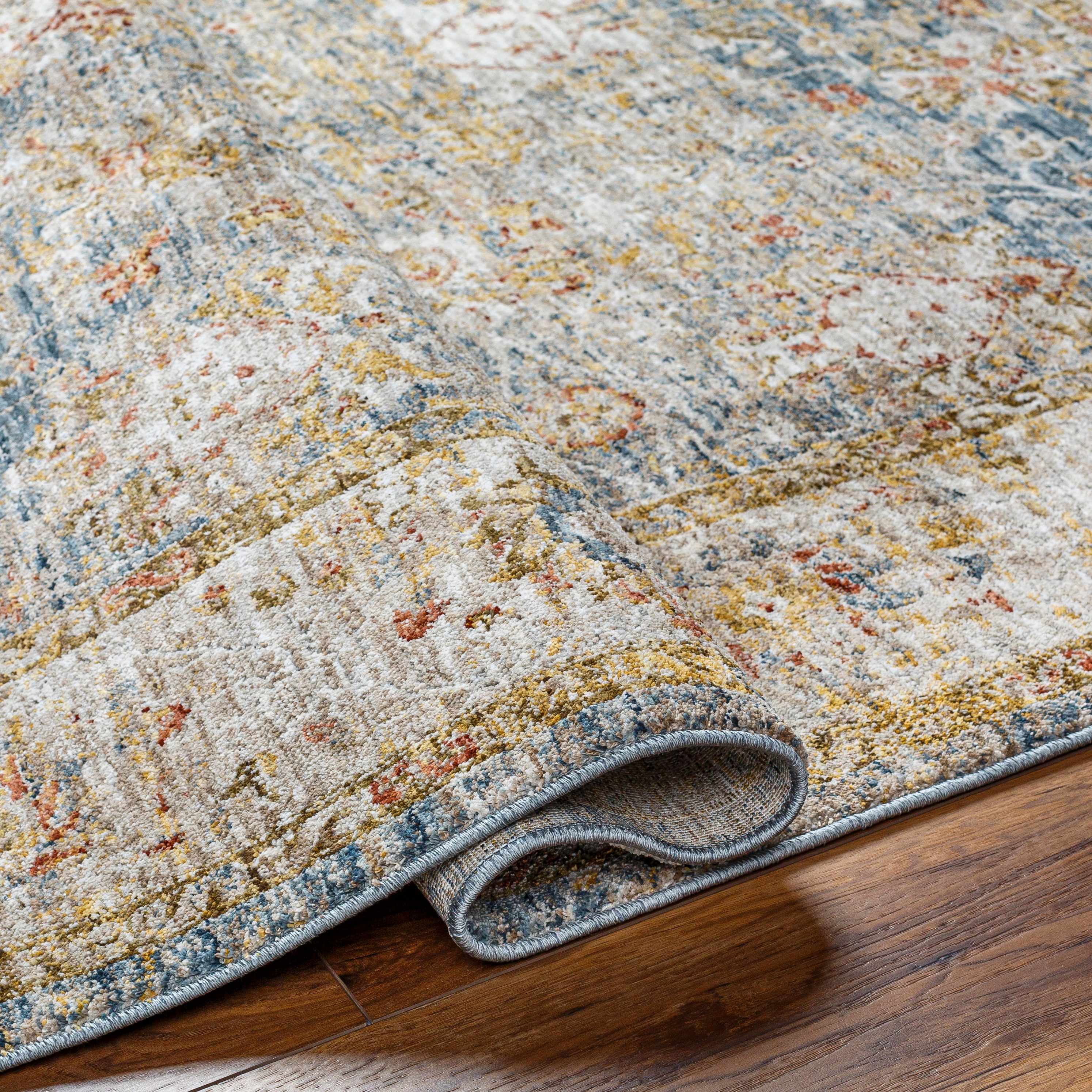 Duong Beige & Blue Runner Rug